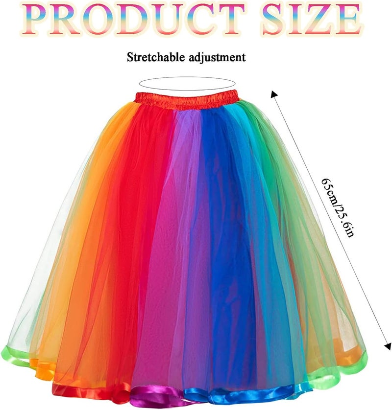 Gvhntk Womens Rainbow Tutus Skirt Colorful Layered Tulle Dress Girls Skirts for Adults Halloween Cosplay Tutus - Image 2